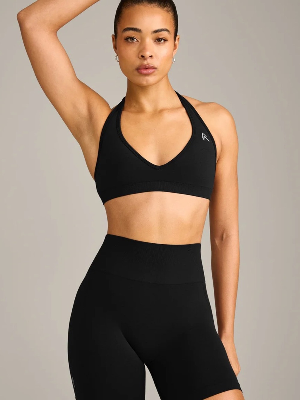 NEW! Oner Active Effortless Seamless Halter Neck Black Sports Bra Small